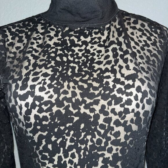 ALLSAINTS BELA LEOPARD SHEER BODYSUIT NEW WITH TAGS - Long Sleeve Mock Neck -  4 - Picture 2 of 14